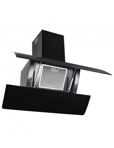 Cappa Aspirante a Muro Acciaio Inox 756 m³/h 90 cm Nera