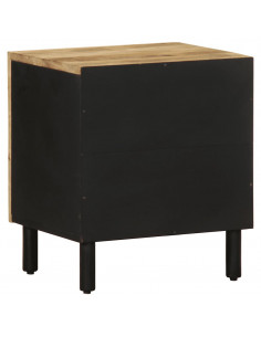 Comodino Nero 40x33,5x46 cm in Legno Massello di Mango Grezzo 2