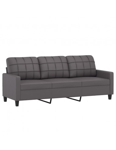 Divano a 3 Posti Grigio 180 cm in Similpelle
