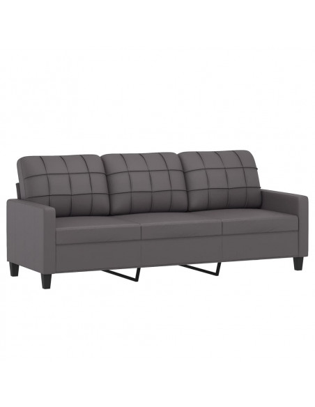 Divano a 3 Posti Grigio 180 cm in Similpelle