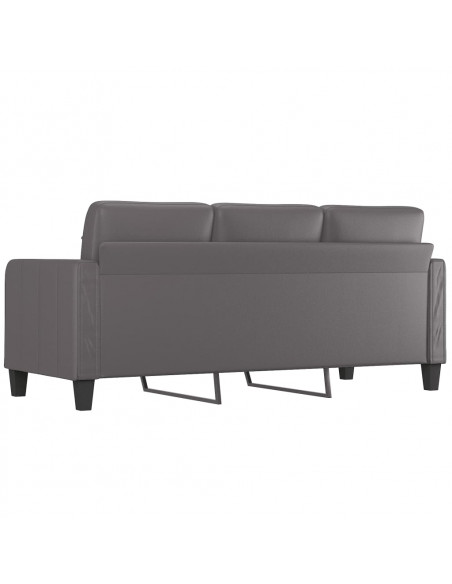 Divano a 3 Posti Grigio 180 cm in Similpelle