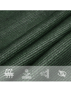 Vela Parasole 160 g/m² Verde Scuro 5x5x5 m in HDPE
