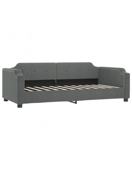 Divano Letto con Letto Estraibile Grigio Scuro 90x200cm Tessuto