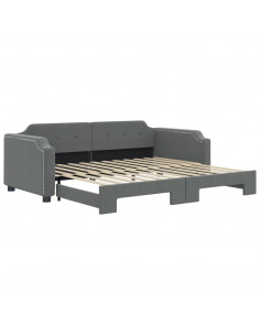 Divano Letto con Letto Estraibile Grigio Scuro 90x200cm Tessuto 2