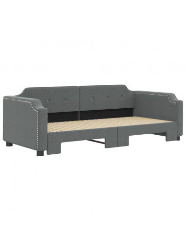 Divano Letto con Letto Estraibile Grigio Scuro 90x200cm Tessuto
