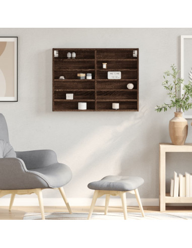 Armadietto Vetrina Rovere Marrone 80x8,5x58cm Legno Multistrato