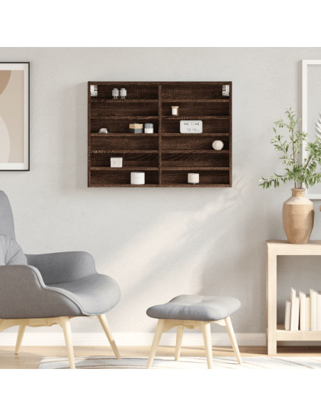 Armadietto Vetrina Rovere Marrone 80x8,5x58cm Legno Multistrato