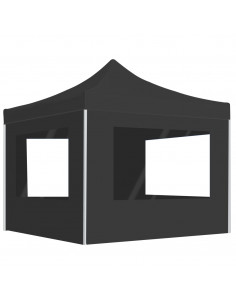 Gazebo Pieghevole con Pareti in Alluminio 3x3 m Antracite 2
