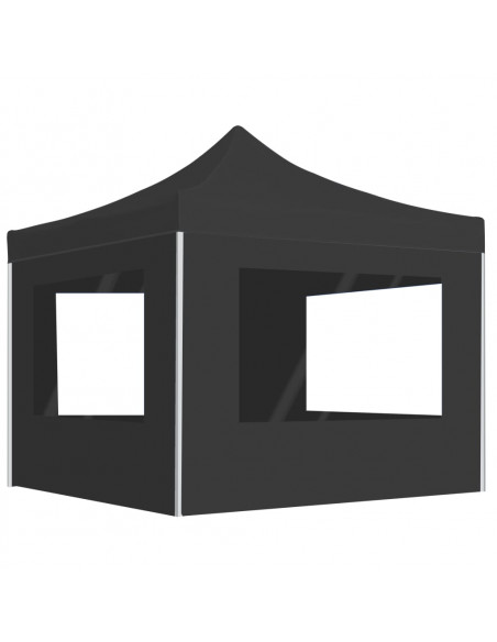 Gazebo Pieghevole con Pareti in Alluminio 3x3 m Antracite