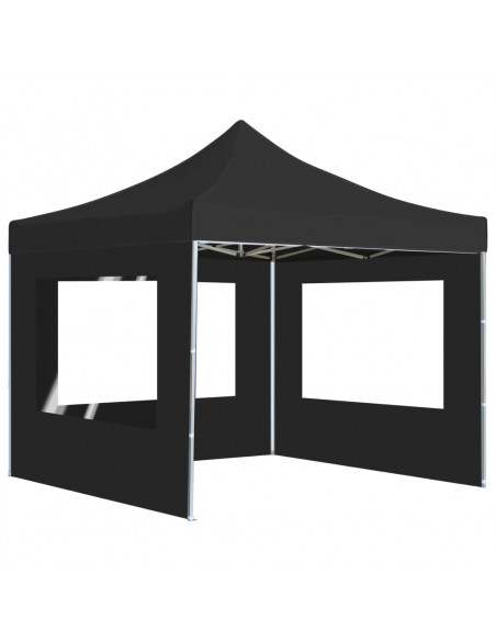Gazebo Pieghevole con Pareti in Alluminio 3x3 m Antracite