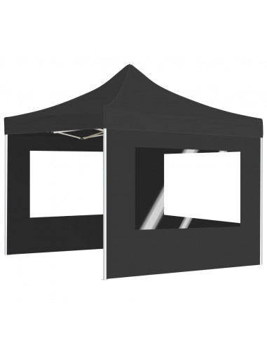 Gazebo Pieghevole con Pareti in Alluminio 3x3 m Antracite