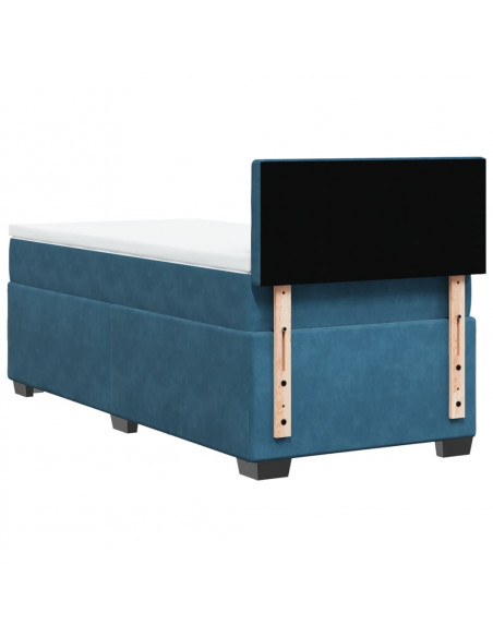 Giroletto a Molle con Materasso Blu Scuro 90x200 cm in Velluto