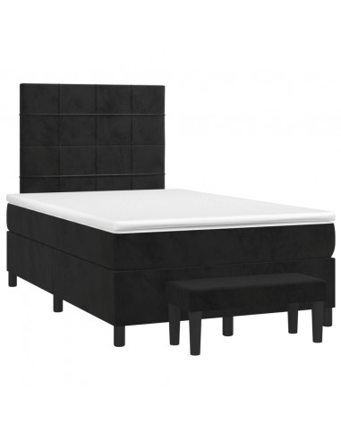 Giroletto a Molle con Materasso Nero 120x190 cm in Velluto