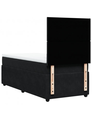 Giroletto a Molle con Materasso Nero 100x200 cm in Velluto