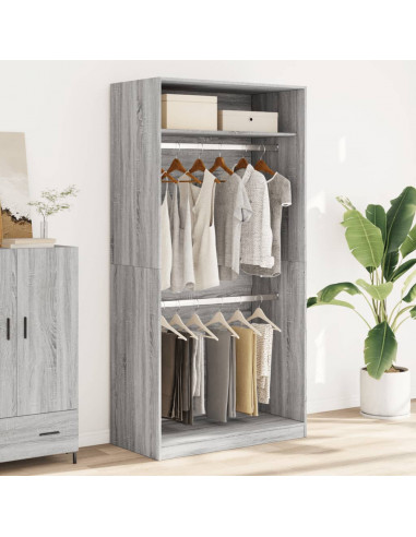 Armadio Grigio Sonoma 100x50x200 cm in Legno Multistrato