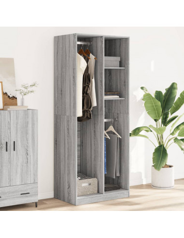 Armadio Grigio Sonoma 80x50x200 cm in Legno Multistrato