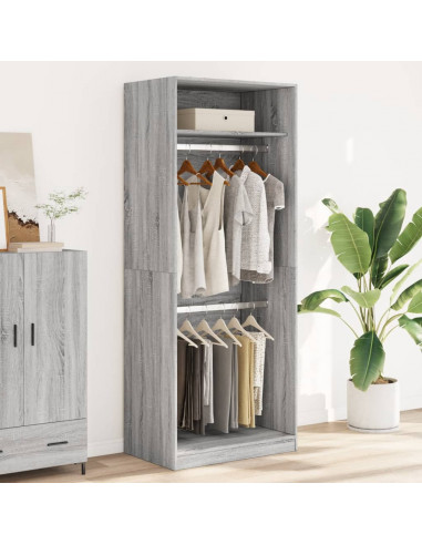 Armadio Grigio Sonoma 80x50x200 cm in Legno Multistrato