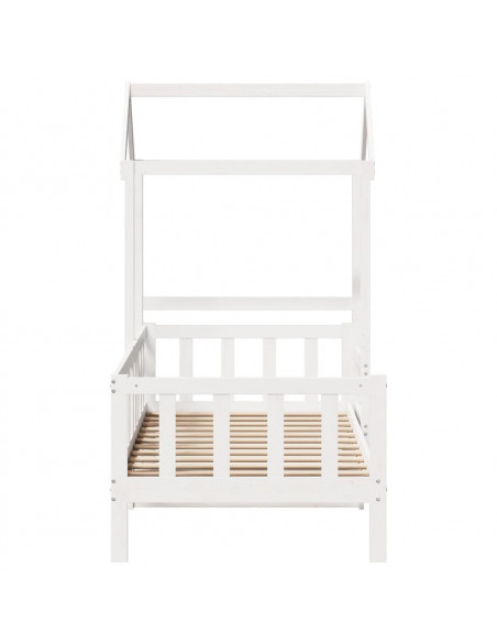 Dormeuse con Tetto 90x200 cm Bianco in Legno Massello di Pino