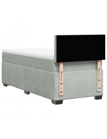 Giroletto a Molle con Materasso Grigio Chiaro 90x190 cm Velluto