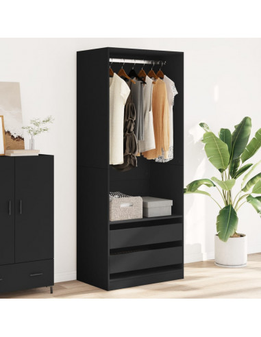 Armadio Nero 80x50x200 cm in Legno Multistrato