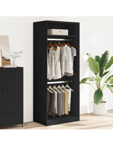Armadio Nero 80x50x200 cm in Legno Multistrato