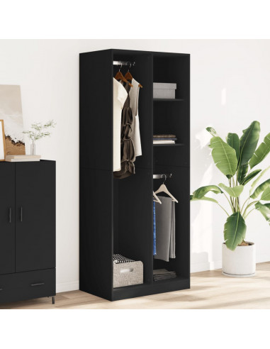 Armadio Nero 80x50x200 cm in Legno Multistrato
