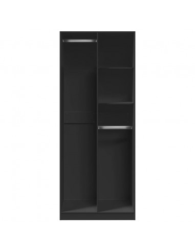 Armadio Nero 80x50x200 cm in Legno Multistrato