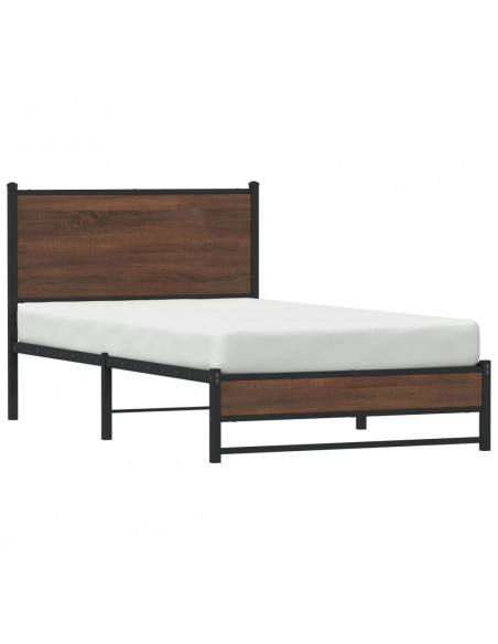 Giroletto con Testiera in Metallo Rovere Marrone 107x203 cm