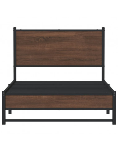 Giroletto con Testiera in Metallo Rovere Marrone 107x203 cm