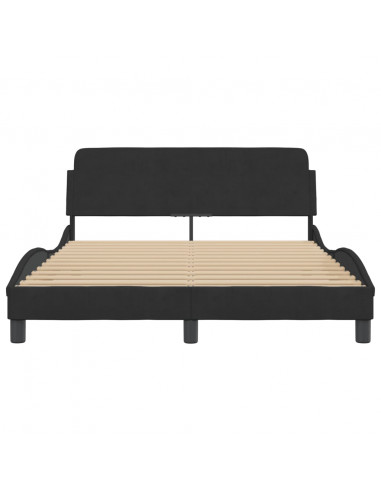 Giroletto con Testiera Nero 140x200 cm in Velluto