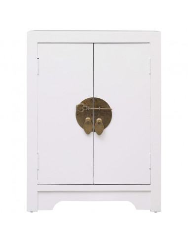 Comodino Bianco 38x28x52 cm in Legno di Paulownia