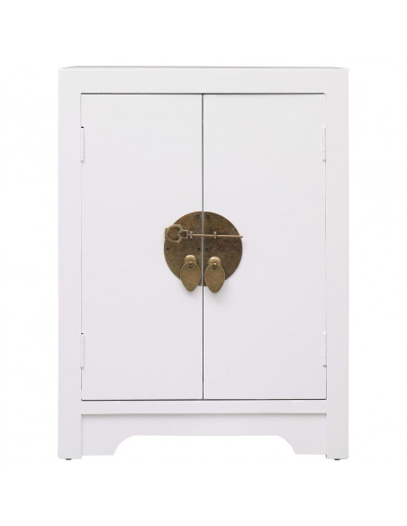 Comodino Bianco 38x28x52 cm in Legno di Paulownia