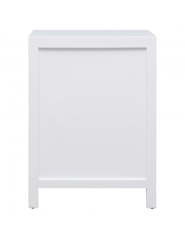 Comodino Bianco 38x28x52 cm in Legno di Paulownia