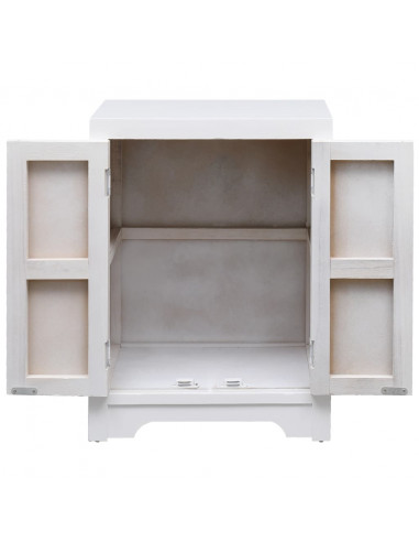 Comodino Bianco 38x28x52 cm in Legno di Paulownia