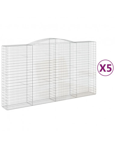 Cesti Gabbioni ad Arco 5 pz 400x50x220/240 cm Ferro Zincato