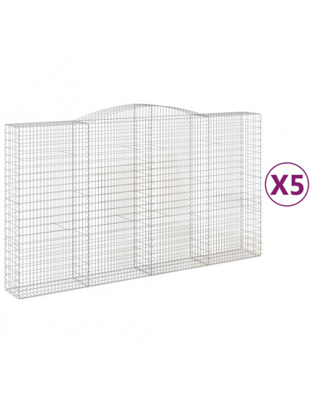 Cesti Gabbioni ad Arco 5 pz 400x50x220/240 cm Ferro Zincato