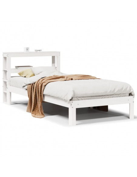 Giroletto con Testiera Bianco 75x190 cm Legno Massello di Pino