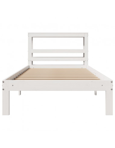 Giroletto con Testiera Bianco 75x190 cm Legno Massello di Pino