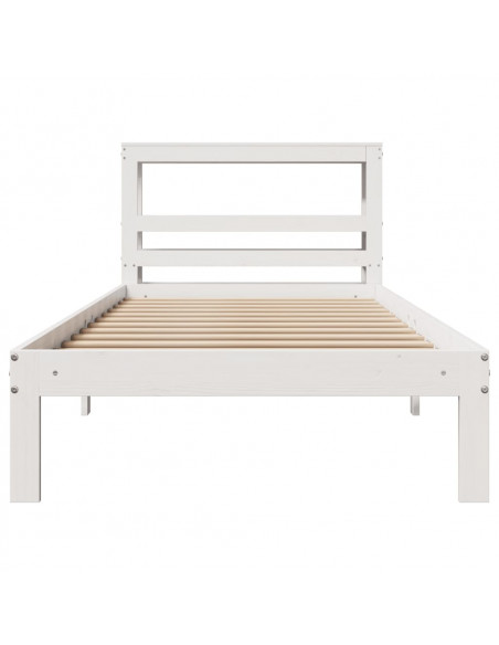 Giroletto con Testiera Bianco 75x190 cm Legno Massello di Pino