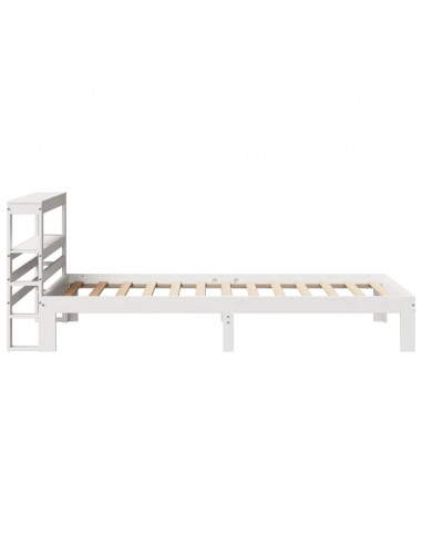 Giroletto con Testiera Bianco 75x190 cm Legno Massello di Pino