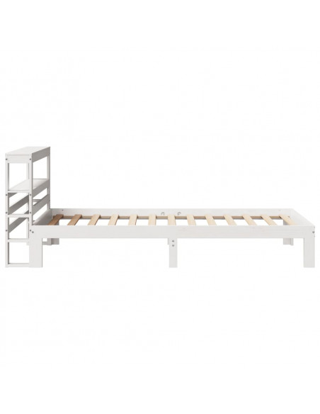 Giroletto con Testiera Bianco 75x190 cm Legno Massello di Pino