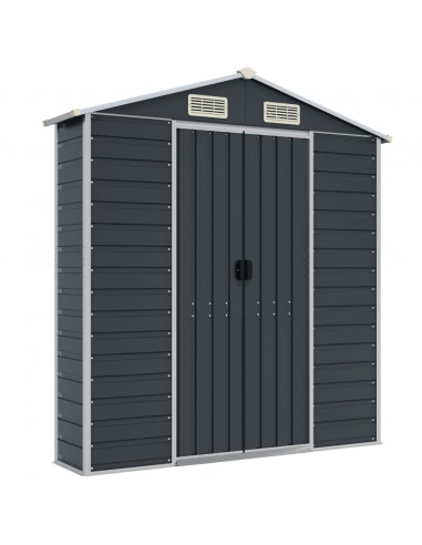 Capanno da Giardino Antracite 191x725x198cm in Acciaio Zincato