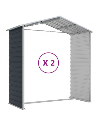 Capanno da Giardino Antracite 191x215x198cm in Acciaio Zincato