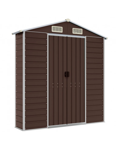 Capanno da Giardino Marrone 191x385x198 cm in Acciaio Zincato
