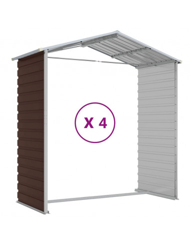 Capanno da Giardino Marrone 191x385x198 cm in Acciaio Zincato