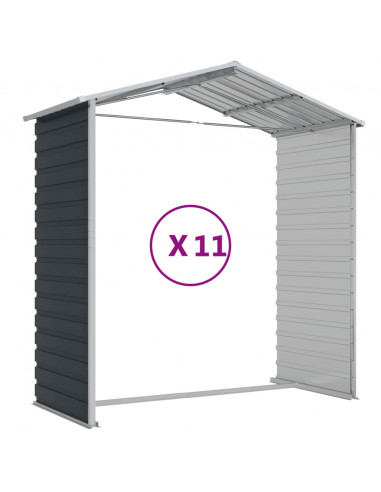 Capanno da Giardino Antracite 191x980x198 in Acciaio Zincato