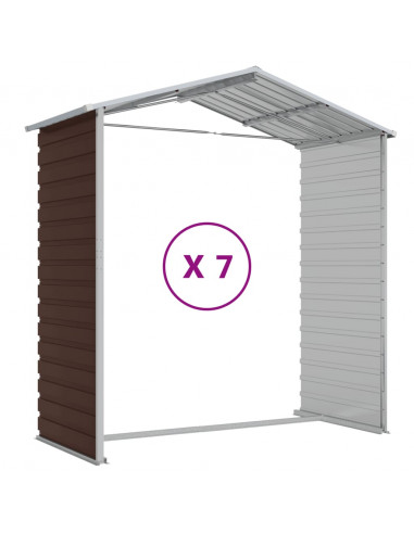 Capanno da Giardino Marrone 191x640x198 cm in Acciaio Zincato