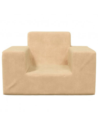 Divano per Bambini Crema in Morbido Peluche