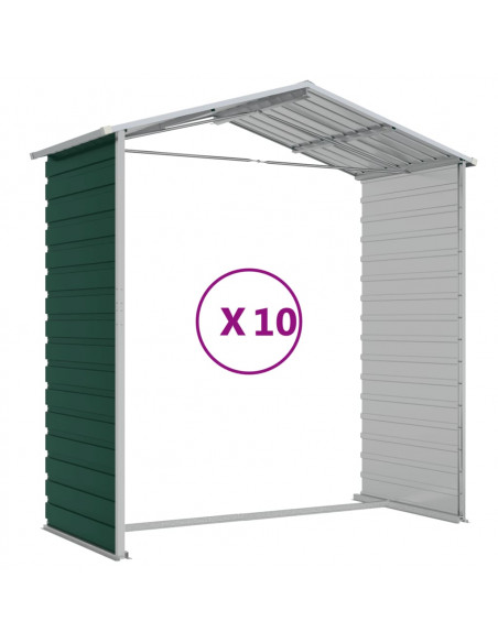 Capanno da Giardino Verde 191x895x198 cm in Acciaio Zincato