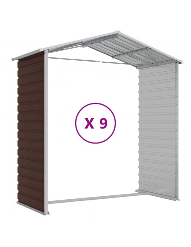 Capanno da Giardino Marrone 191x810x198 cm in Acciaio Zincato